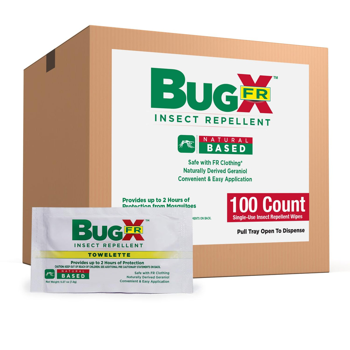 CoreTex Bug X FR Deet-Free Wipes, compact single-use for outdoor protection.