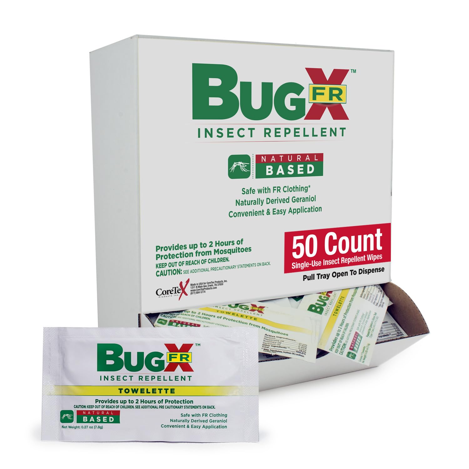 CoreTex Bug X FR DEET-Free wipes pack of 50 for on-the-go insect protection