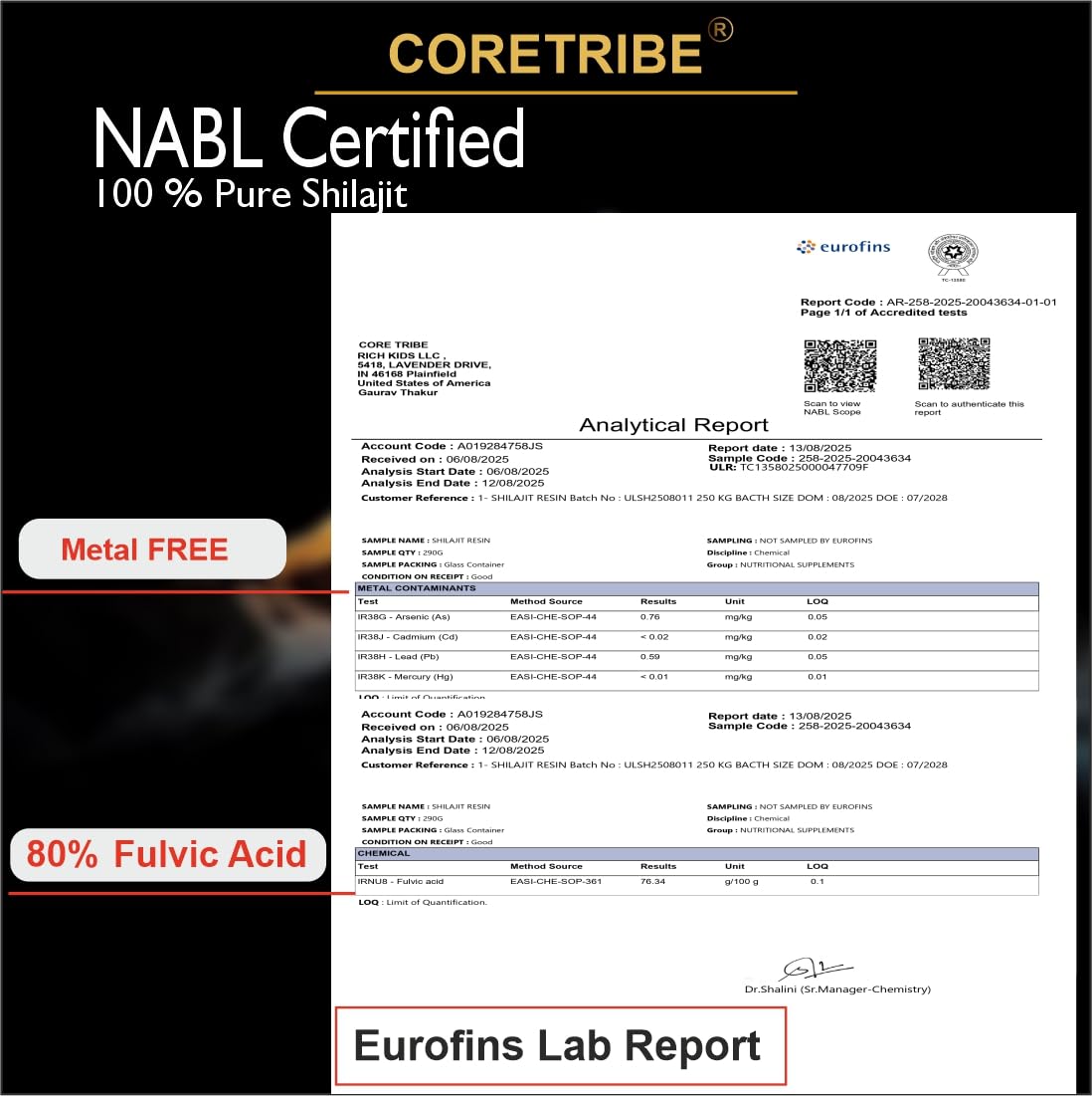 Premium packaging of Coretribe Royal Shilajit Resin highlighting freshness