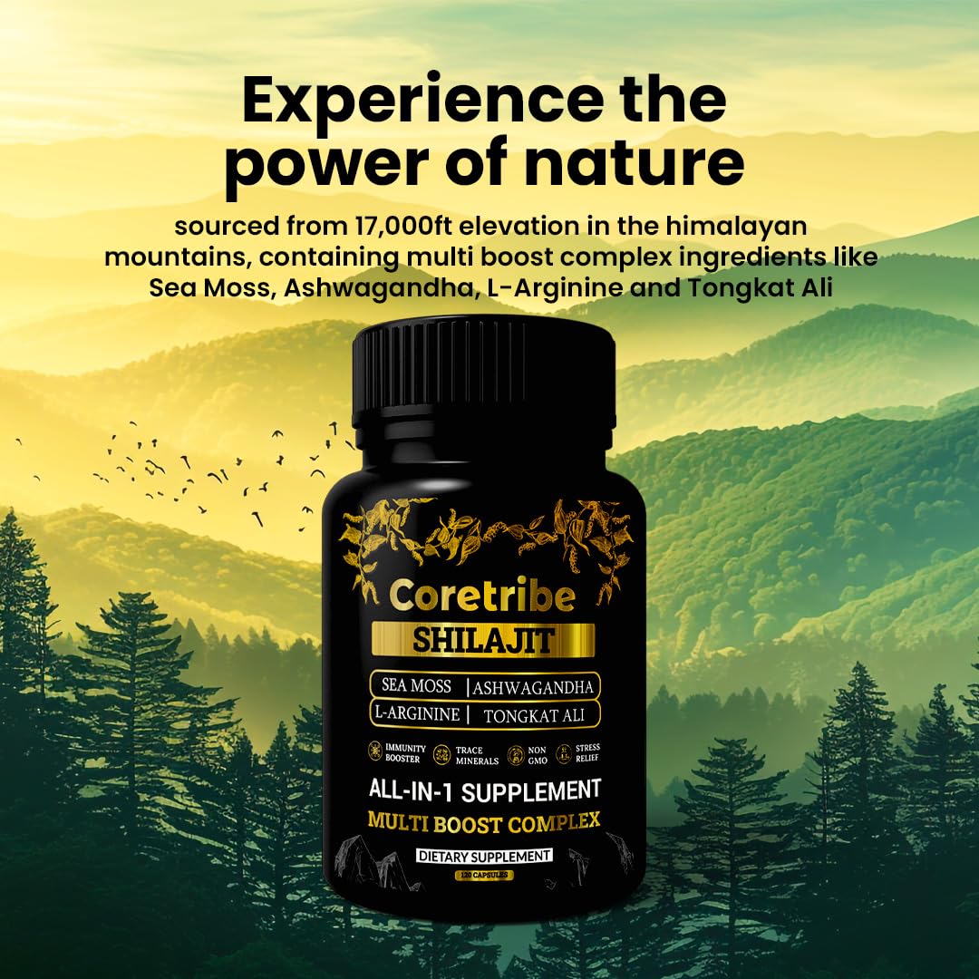 Coretribe Shilajit capsules dispensing close-up emphasizing easy daily use.