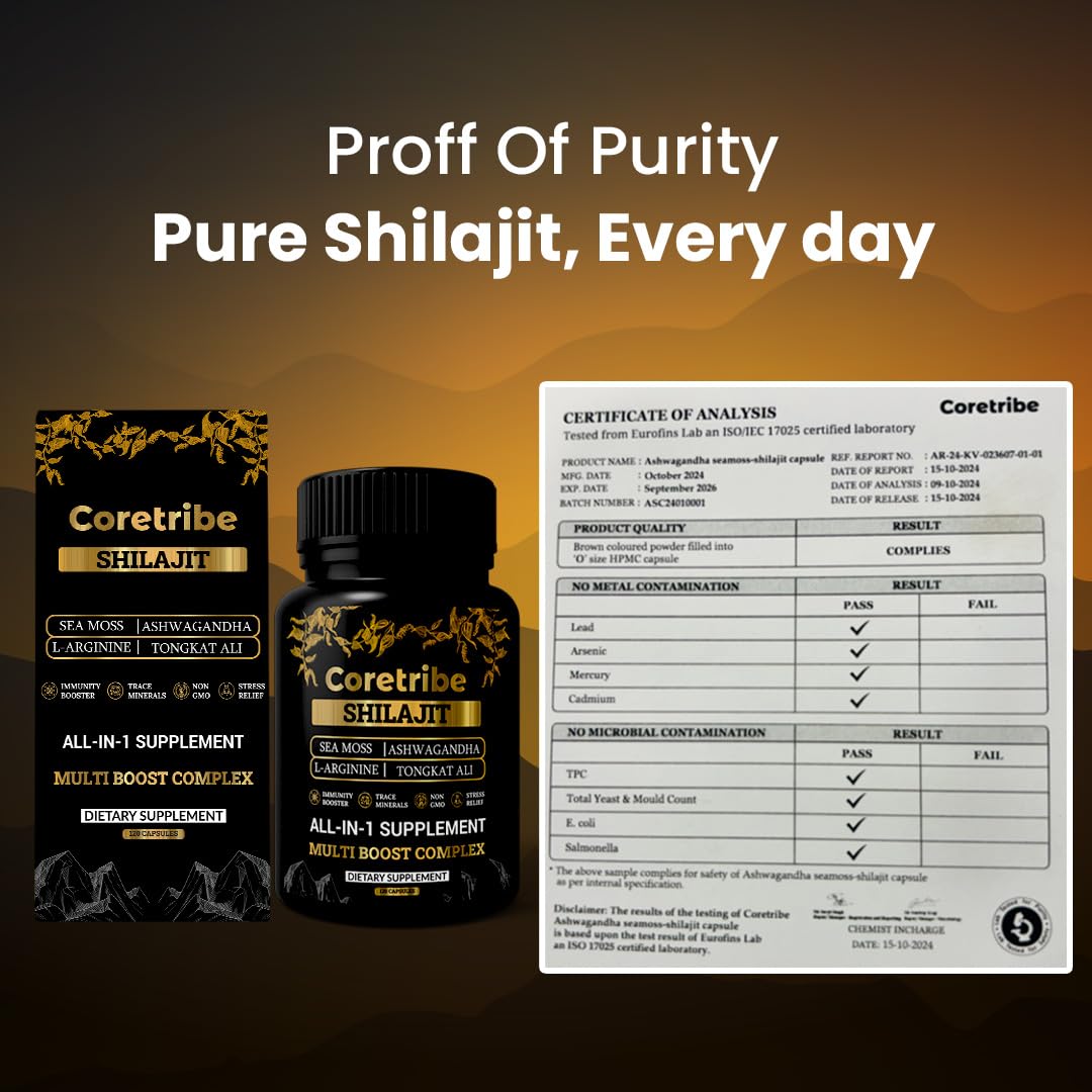 Coretribe Shilajit packaging box suggests a natural herbal blend.