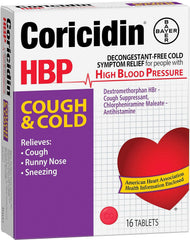 Coricidin HBP dosage instructions label for safe use