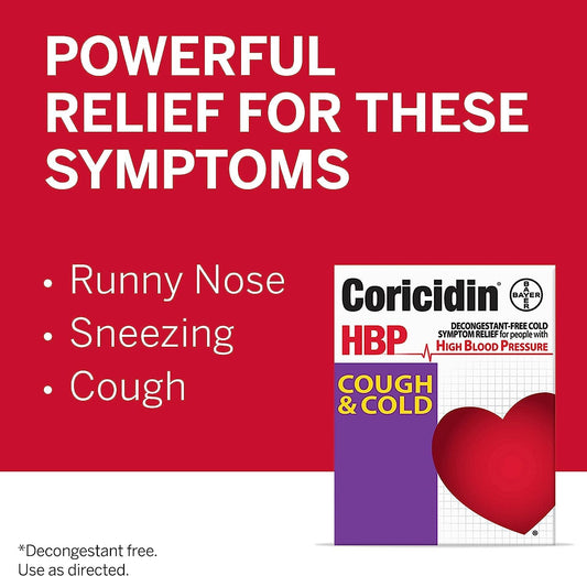 Coricidin HBP tablets close up highlighting tablet form