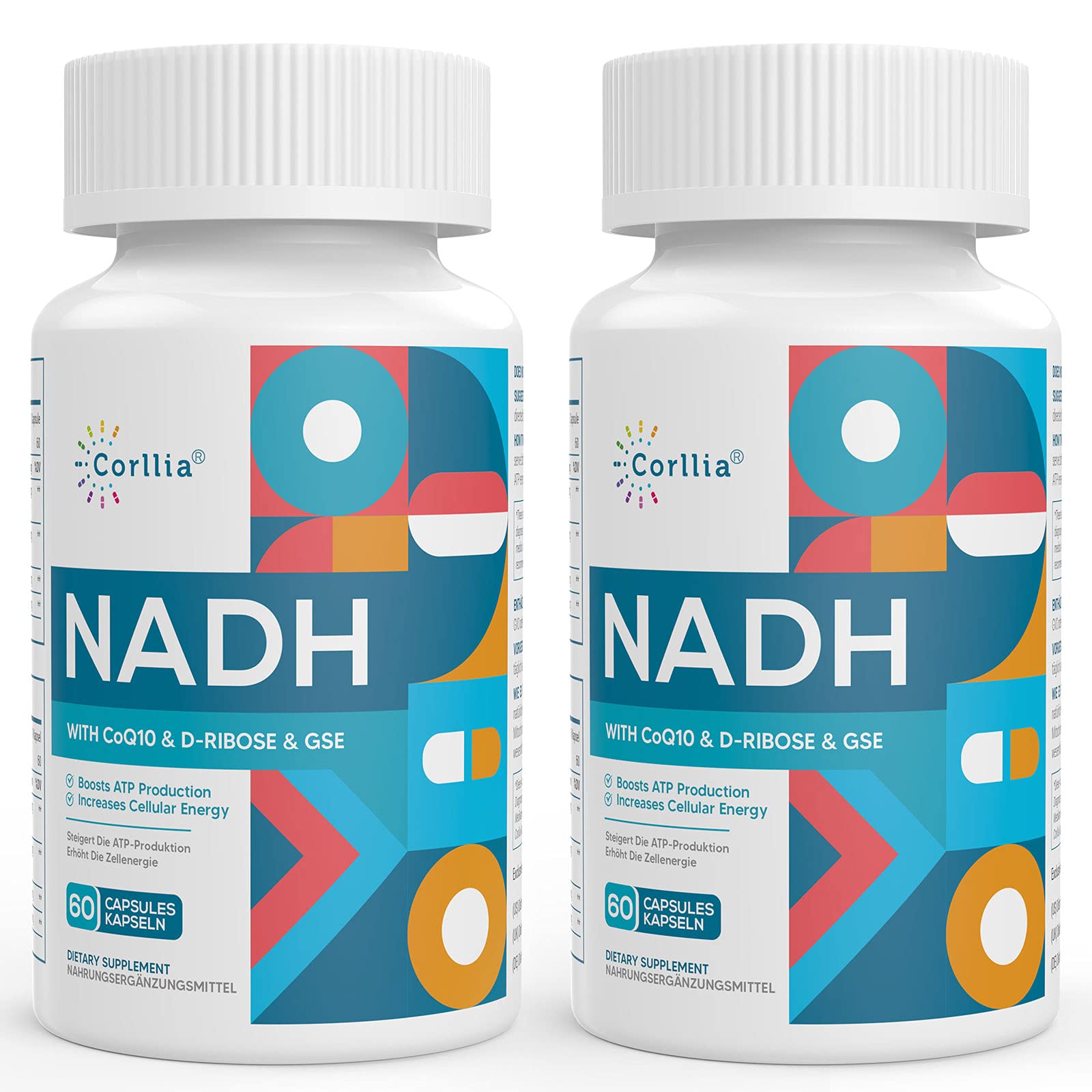 Corllia NADH CoQ10 D-Ribose bottle for daily energy support.