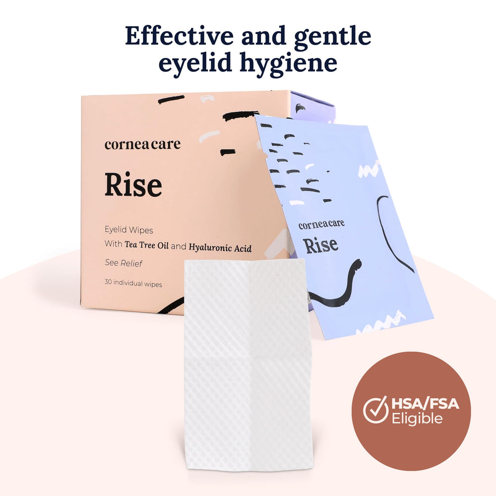 CorneaCare Rise eyelid wipe suggesting relief from irritation