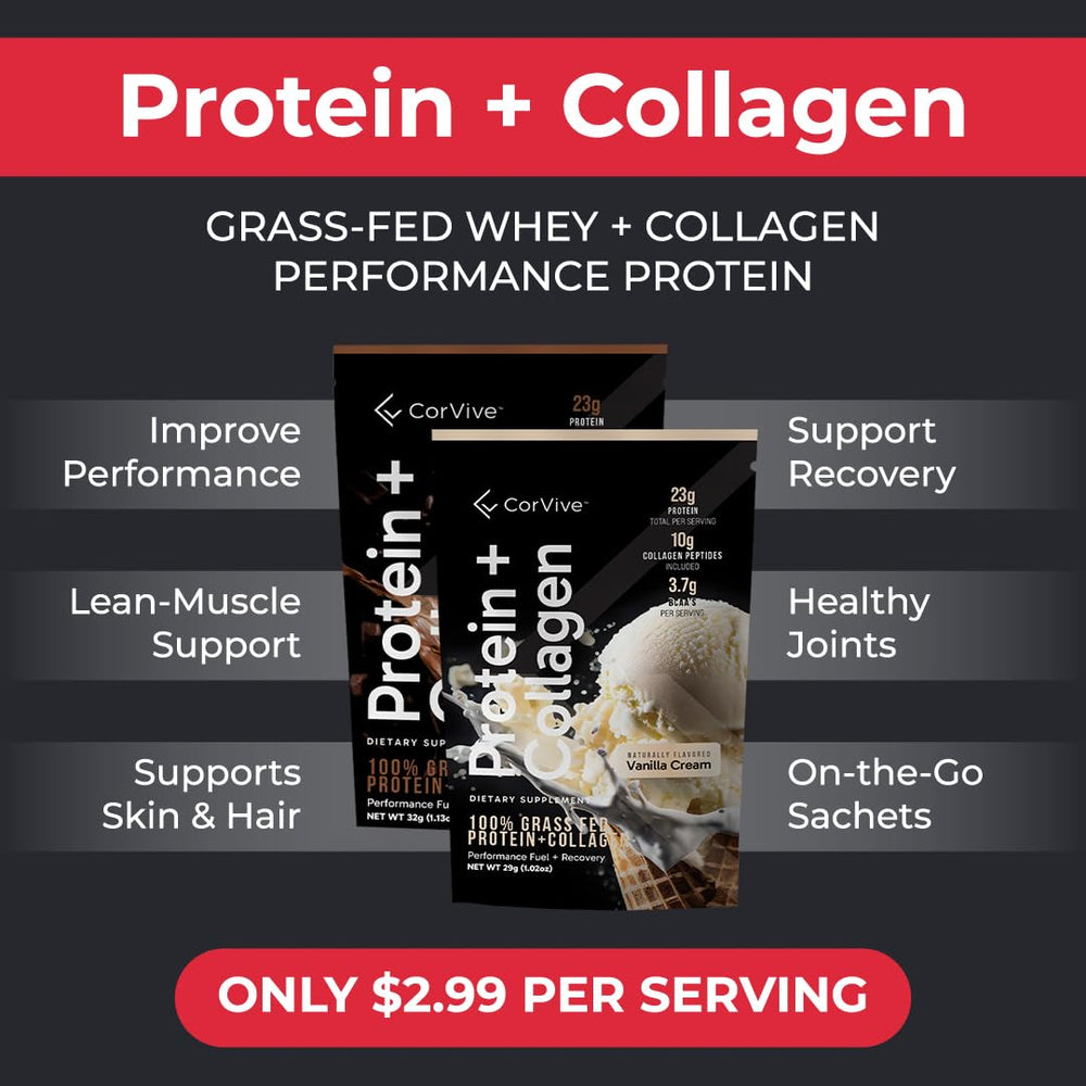 CorVive grass-fed whey packaging close-up