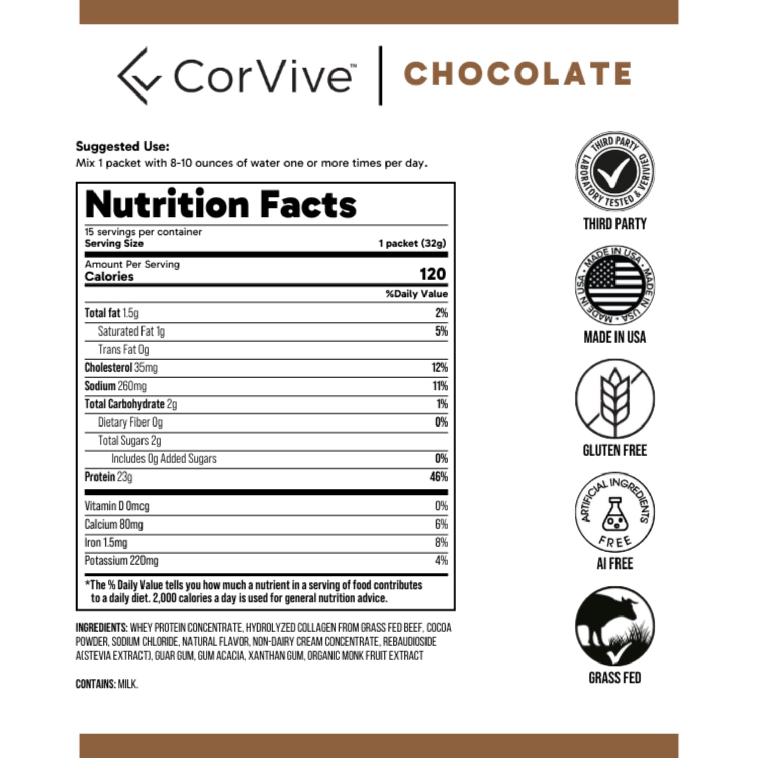 CorVive Protein + Collagen powder dissolving in liquid with creamy appearance