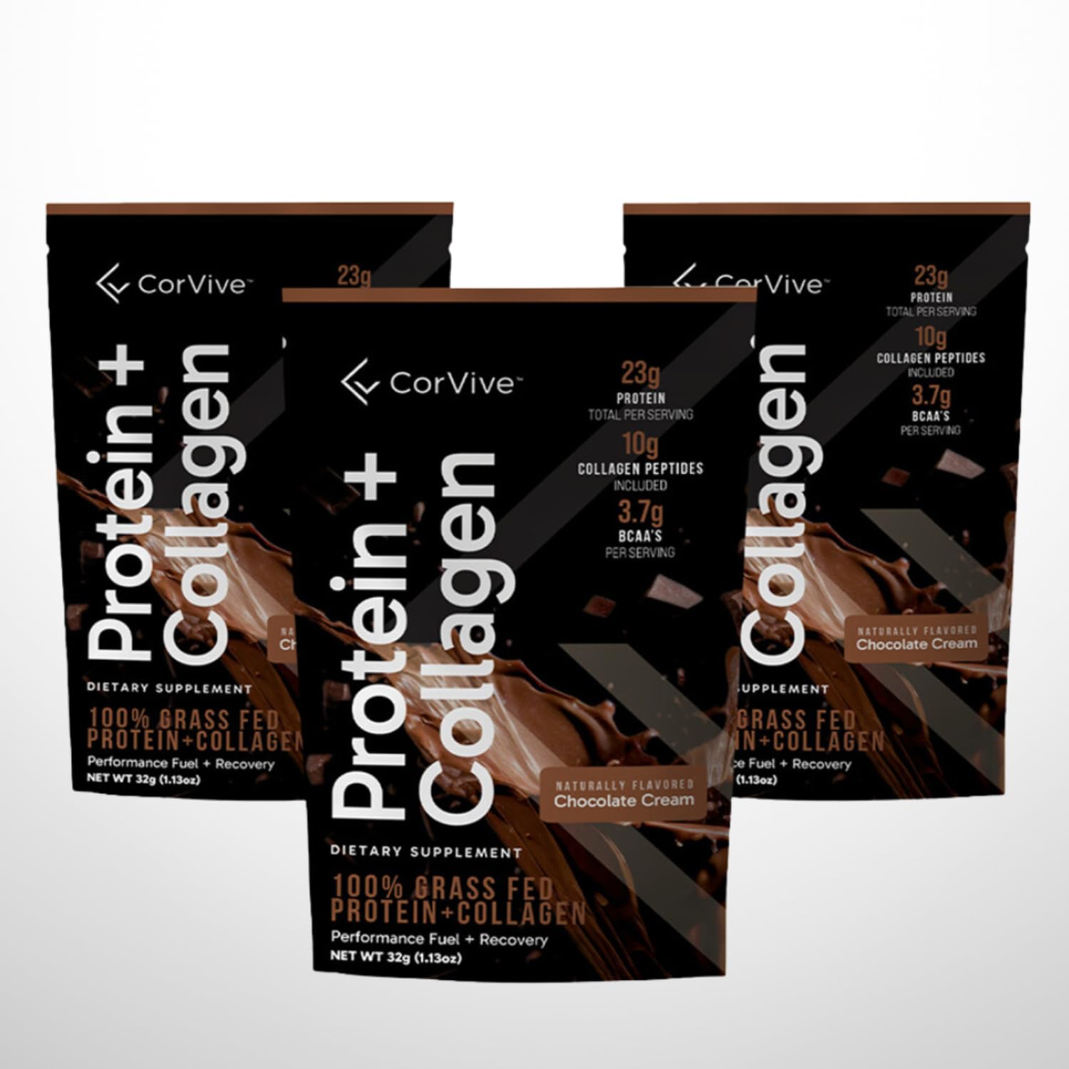 CorVive Protein + Collagen powder being shaken in a bottle for smooth texture