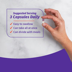Cosamin DS capsules being poured to show daily intake convenience.