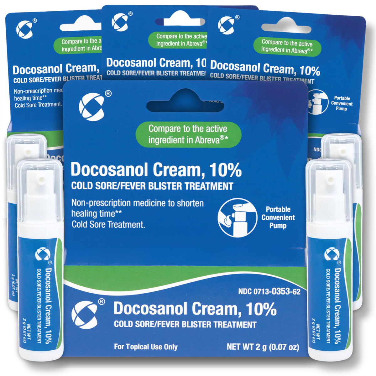 Cosette Cold Sore Cream packaging pump for easy on-the-go application.