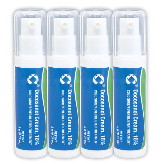 Cosette docosanol 10% tubes provide compact relief on lips during flare-ups.