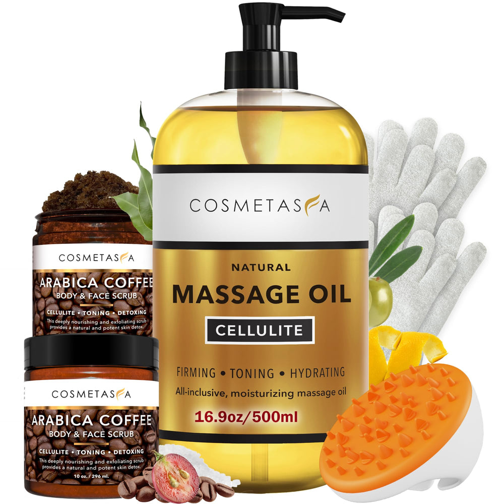 Cosmetasa massage oil kit collection for an at-home spa session.
