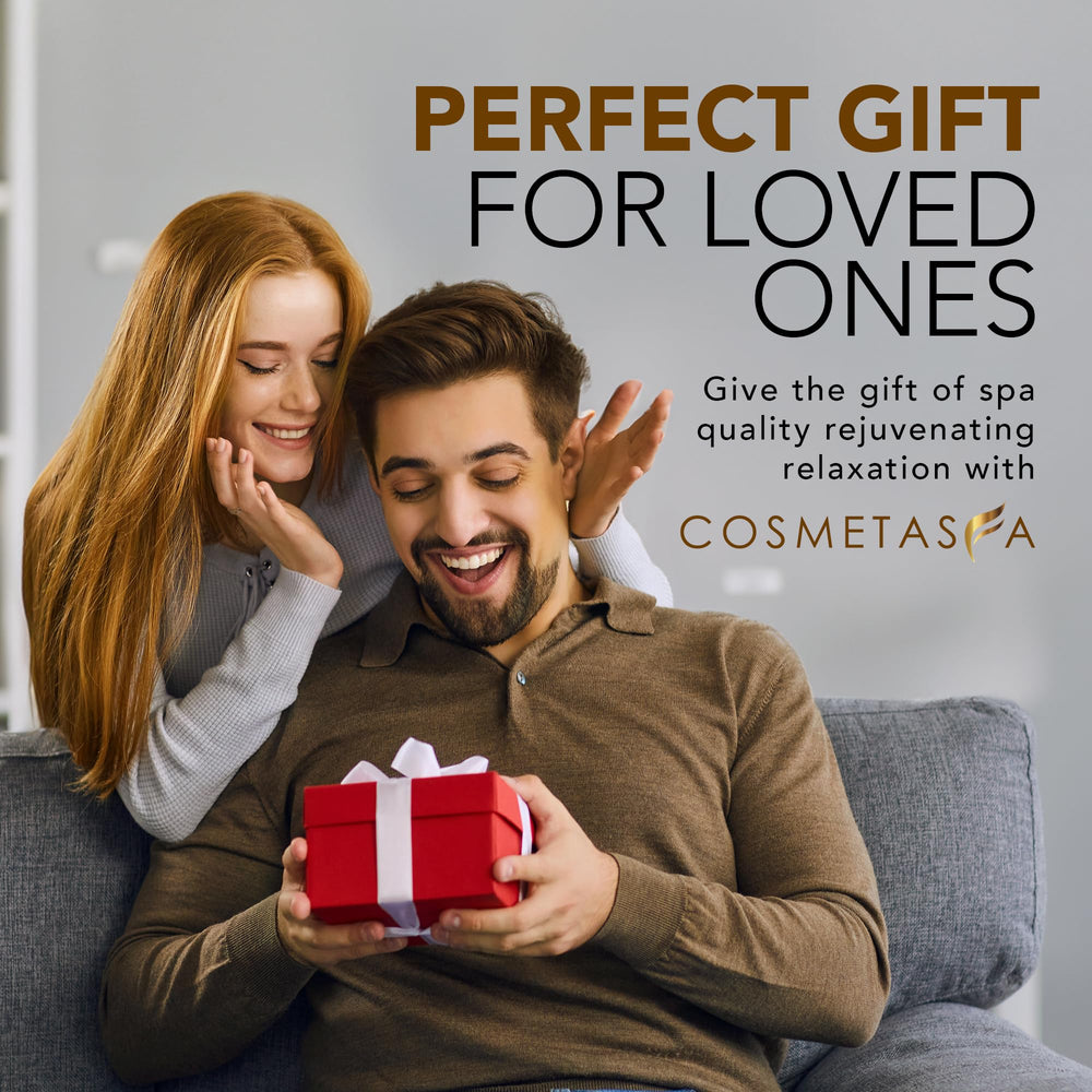 Cosmetasa packaging shown with complete massage set for convenient gifting.