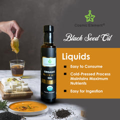 Cosmic Element Black Seed Oil cap detail highlighting premium packaging for freshness
