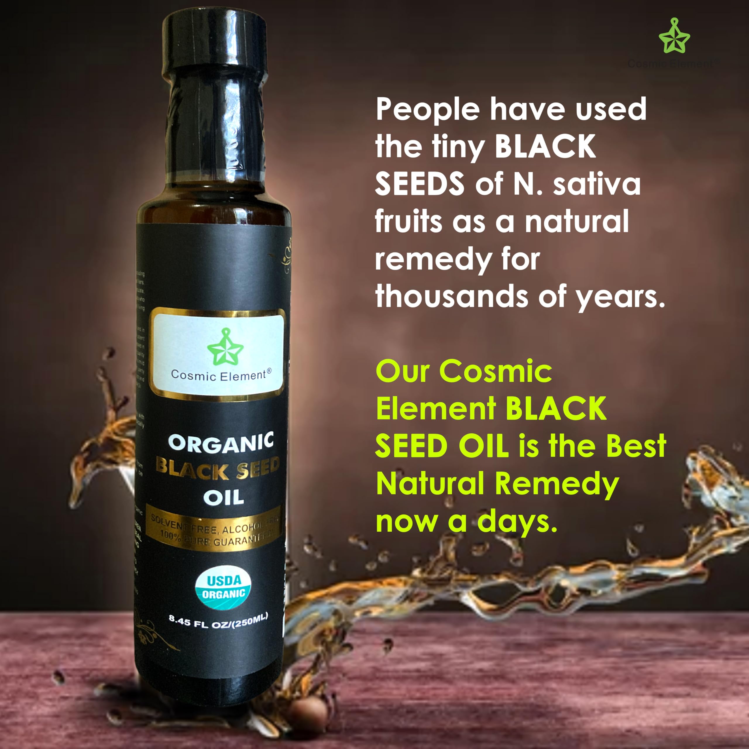 Cosmic Element Black Seed Oil pour action supporting daily wellness