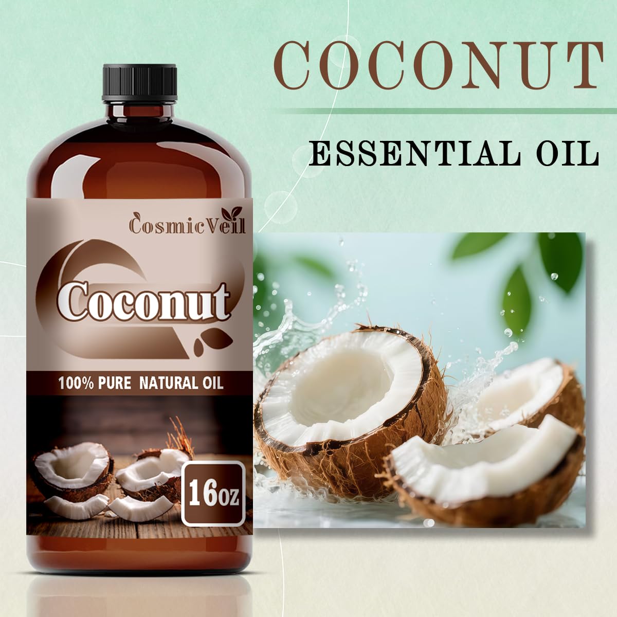 CosmicVeil coconut oil with glass dropper for easy, mess-free application.