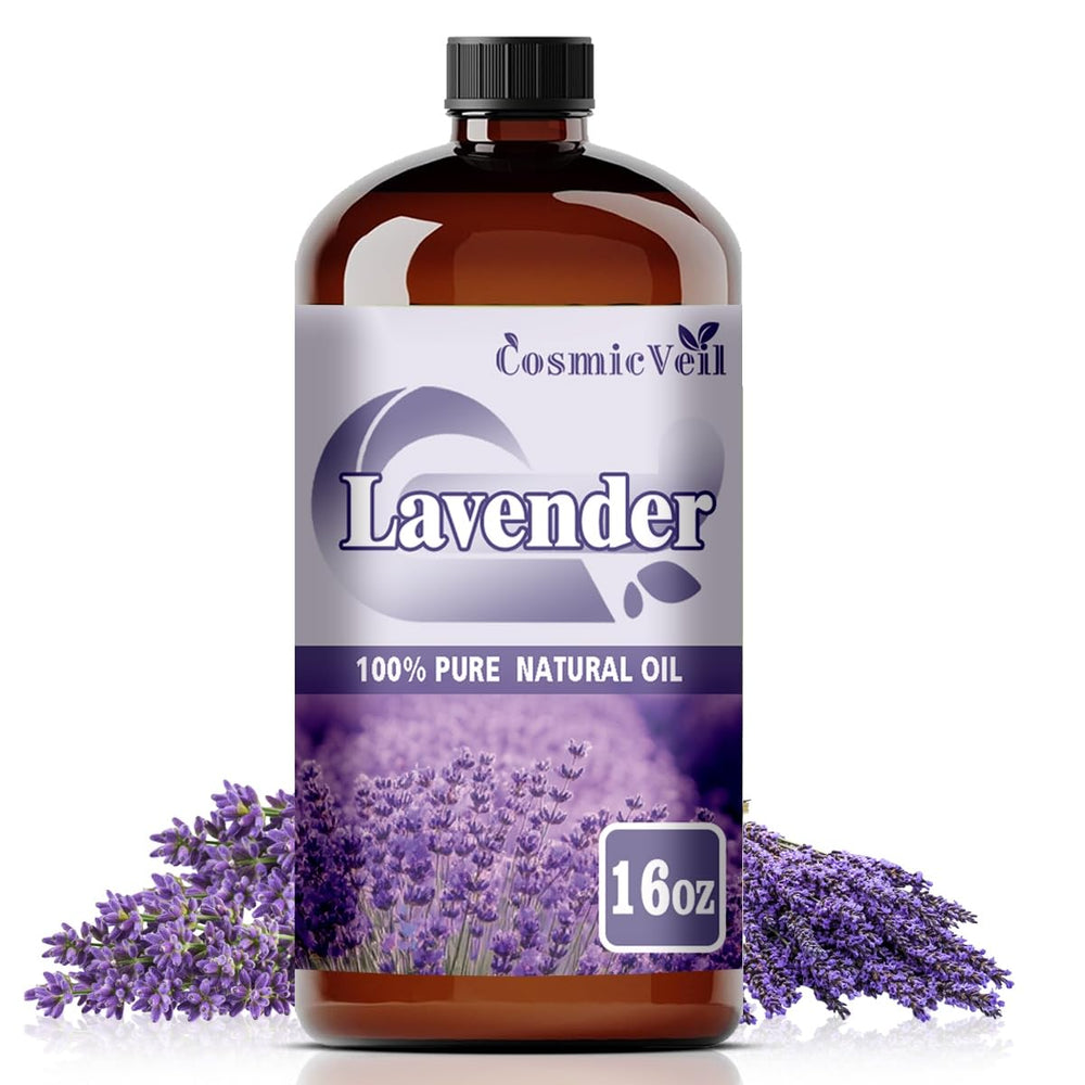 CosmicVeil Lavender Oil 16oz bottle front view for diffuser-friendly aroma.