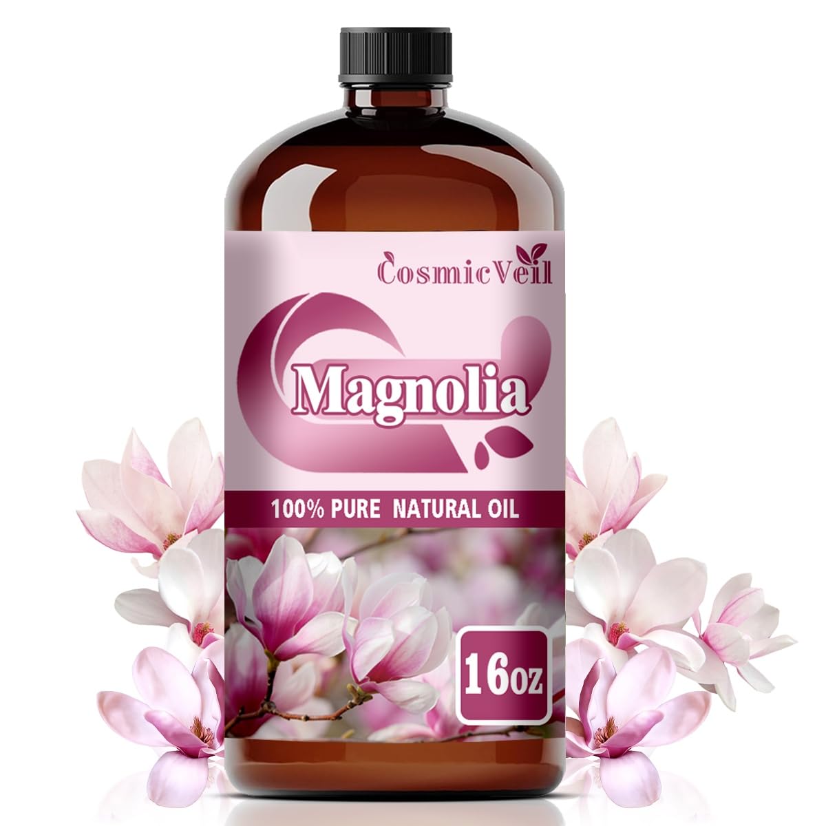 CosmicVeil Magnolia essential oil 16oz bottle for versatile DIY blends and home fragrance.