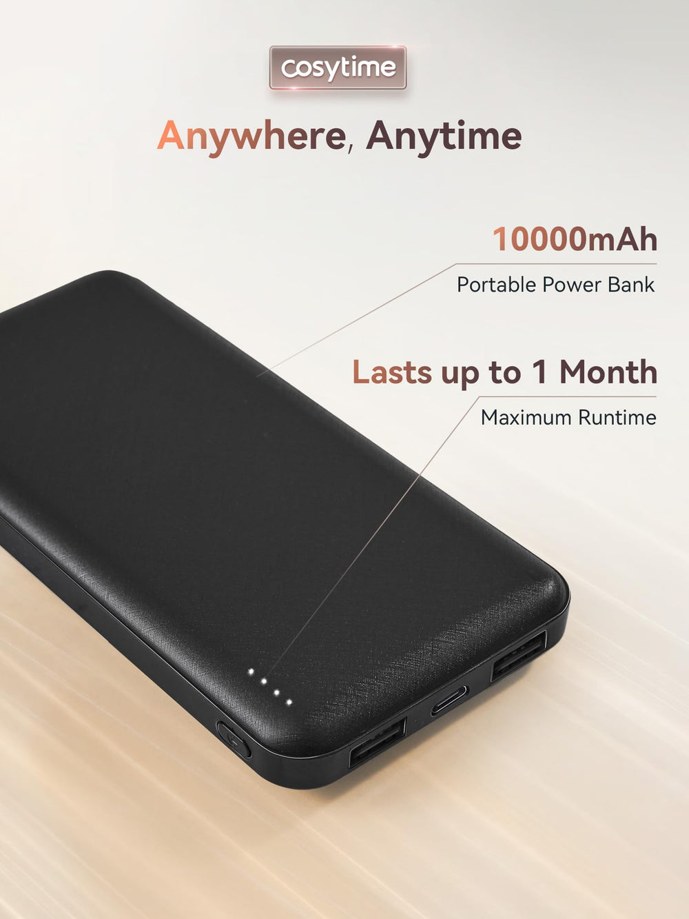 Cosytime portable power bank and pad setup for on-the-go use