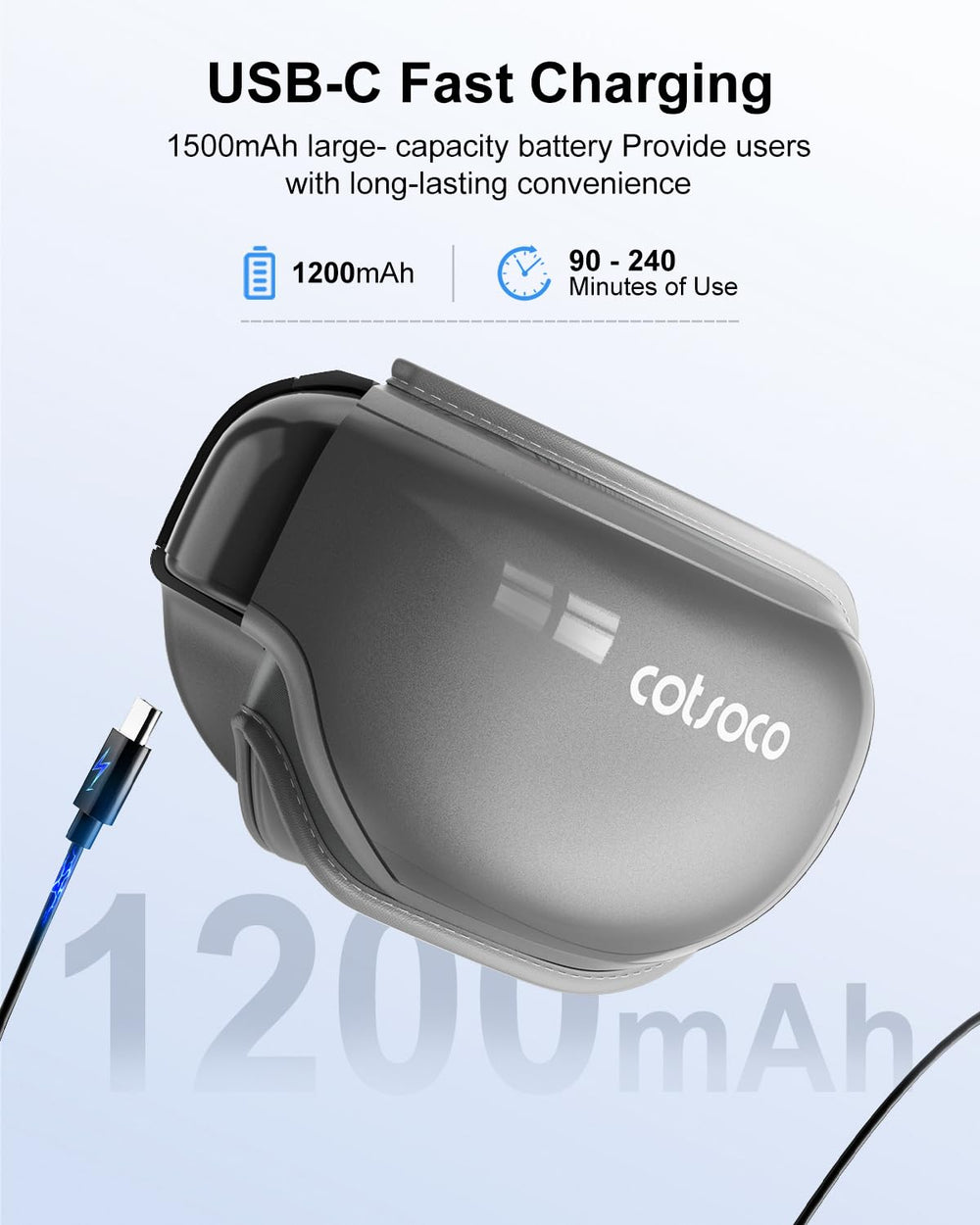 cotsoco eye massager battery life supports several sessions between charges