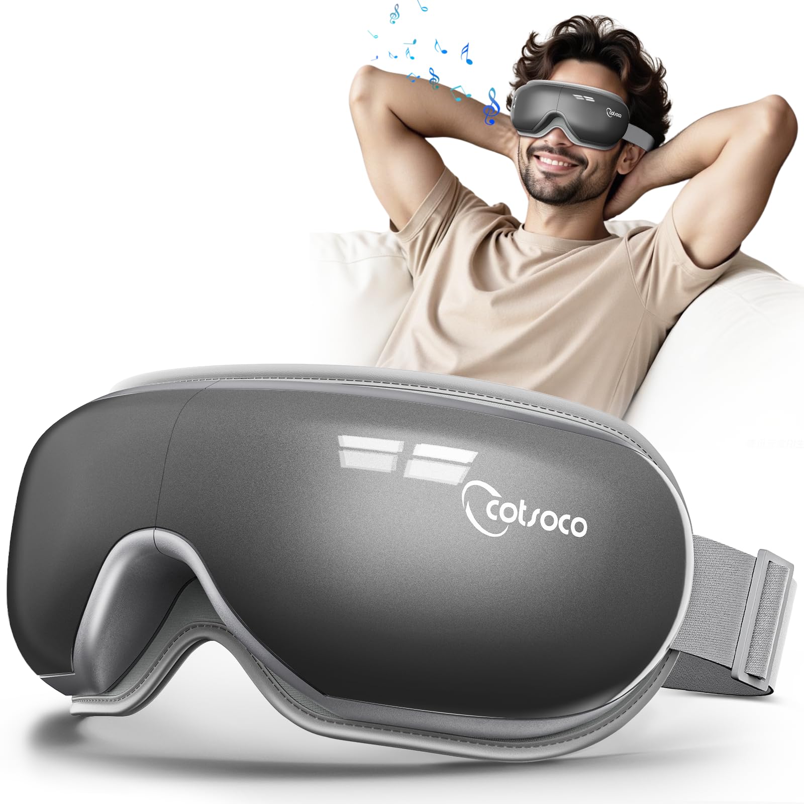 cotsoco eye massager with heat and Bluetooth music offering soothing warmth for eye strain relief