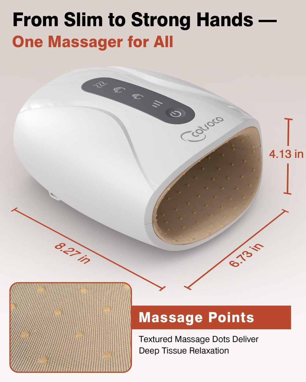 Cotsoco Hand Massager offers 3 intensity levels for customizable pressure