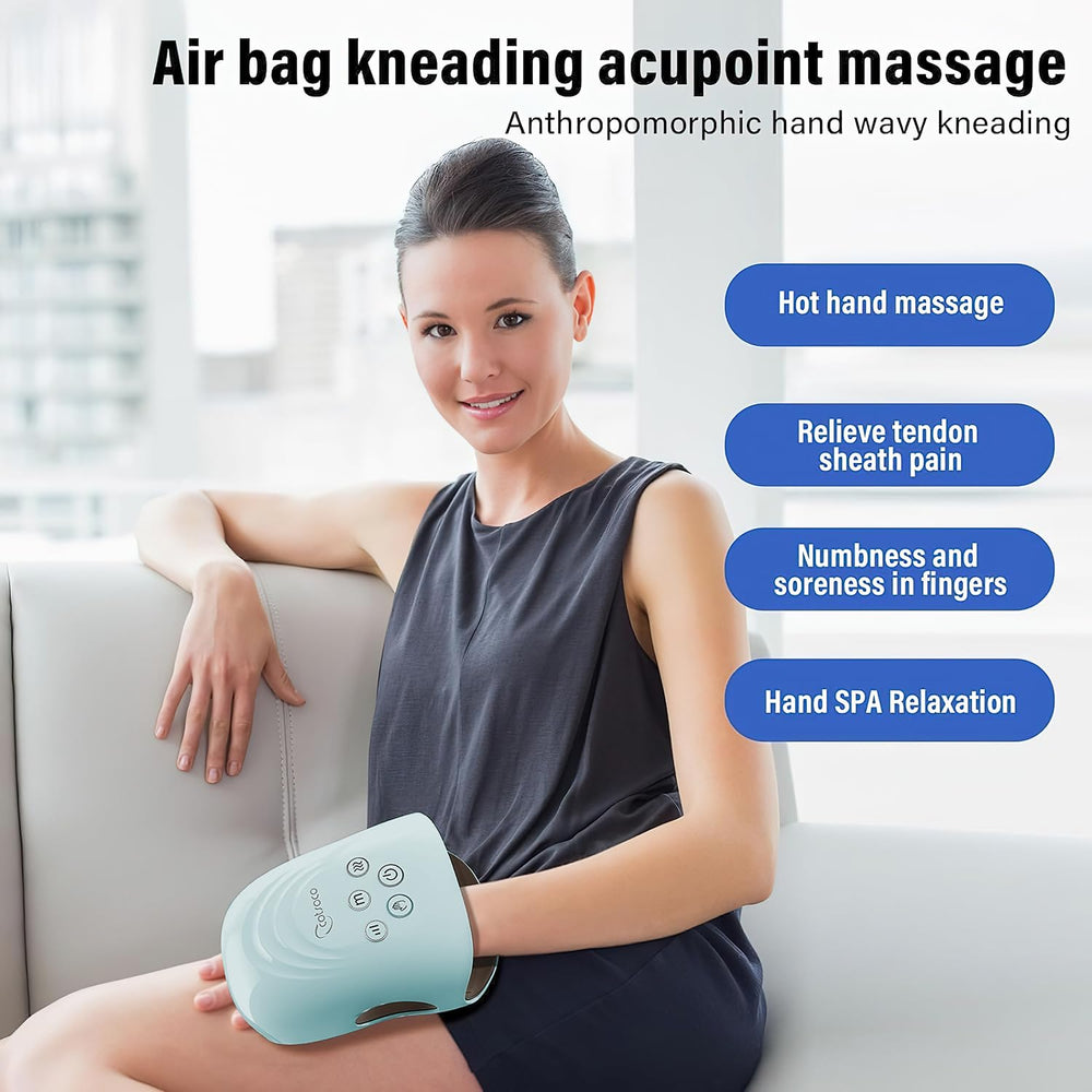 Airbags wrapping fingers and wrist on the Cotsoco massager