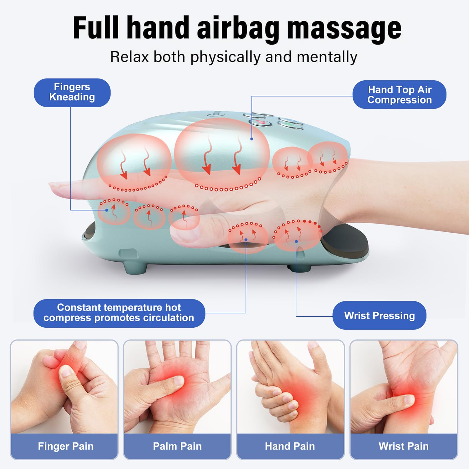 Cotsoco hand massager heat settings demonstrated for warmth