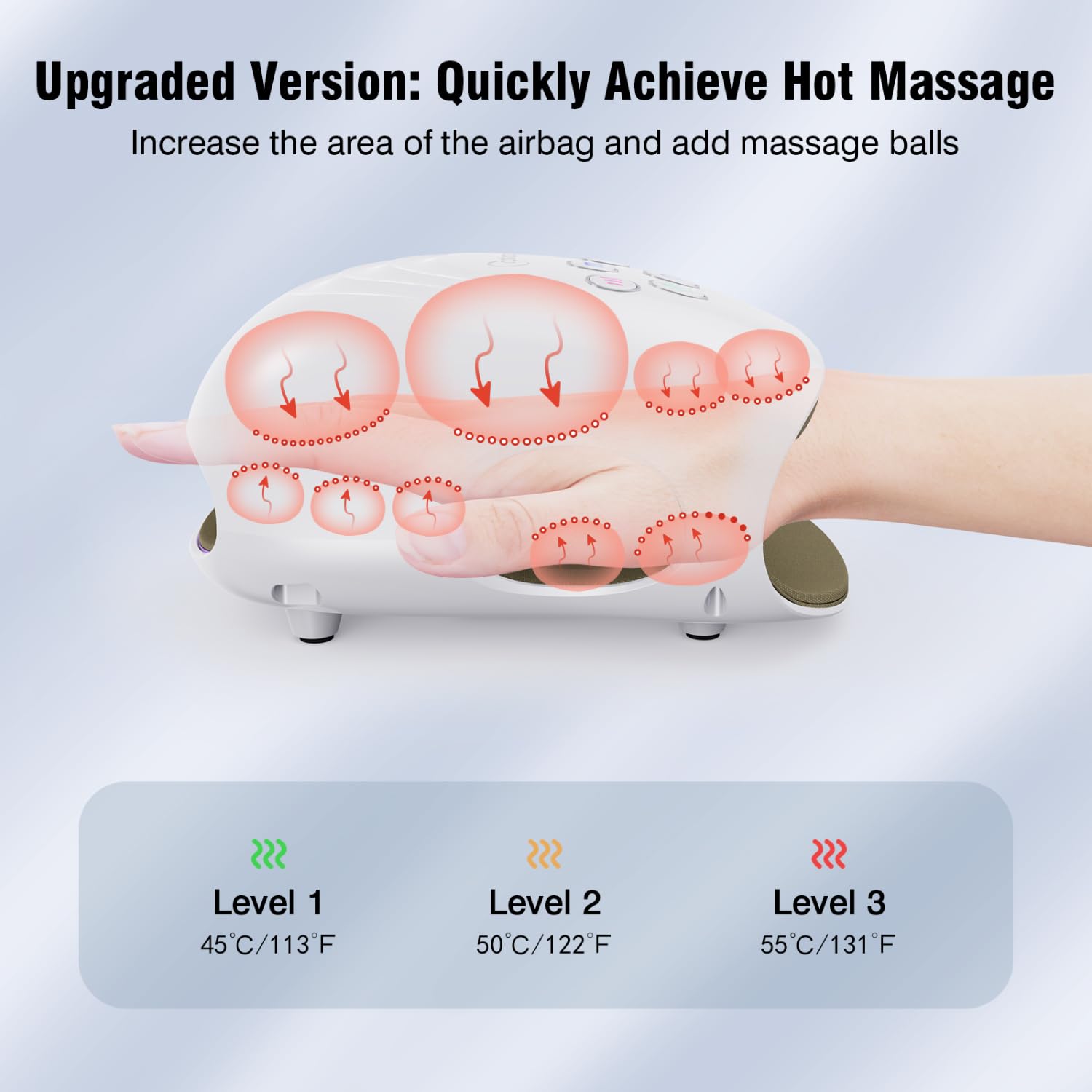 Cotsoco massager highlights wrist airbags delivering gentle compression for focused relief