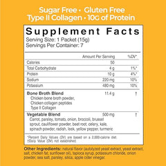 A steaming cup of Country Farms Skinny Broth showing 10g protein per serving