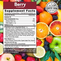 Country Farms Super Cleanse packaging highlights 34 fruits and vegetables for vitality.