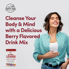 Country Farms Super Cleanse nutrition panel on the package highlights natural ingredients.