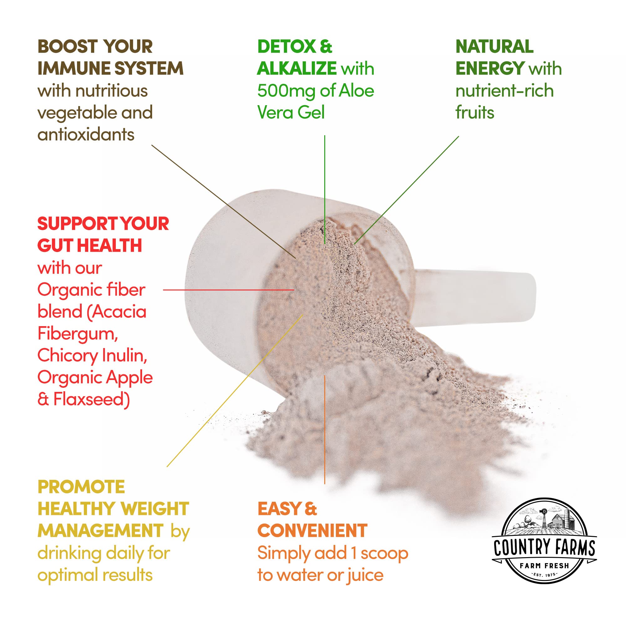 Country Farms Super Cleanse vegan and gluten-free badge on the label.