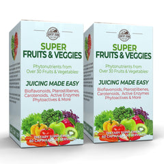 Country Farms Super Fruits and Veggies bottle pour shows convenient daily nutrition.