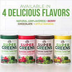 Country Farms Super Greens packaging emphasizes probiotics and prebiotics.