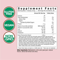Country Farms Super Reds powder with scoop demonstrating simple daily serving for energy