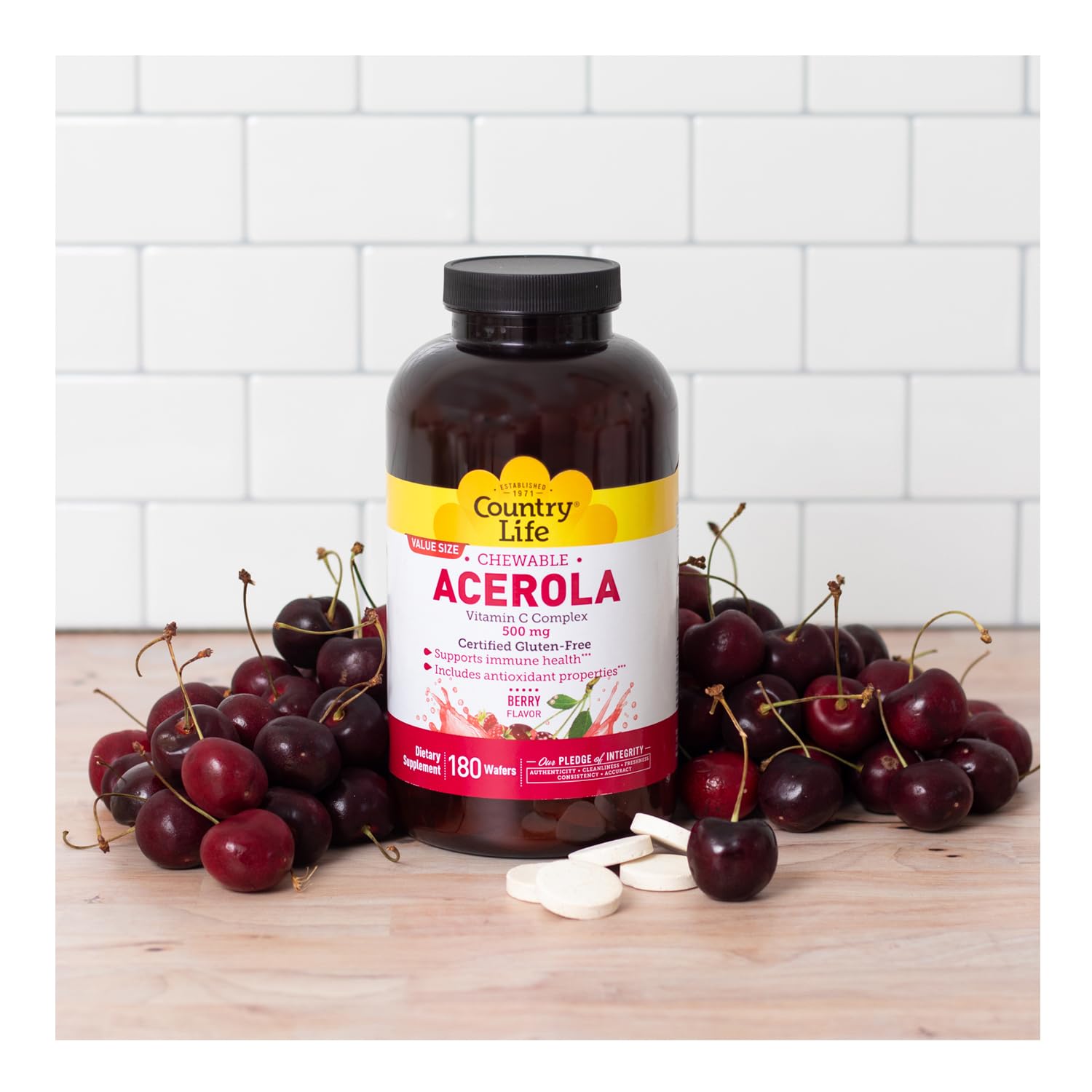 Country Life Acerola Vitamin C Complex daily use lifestyle shot suggesting daily wellness