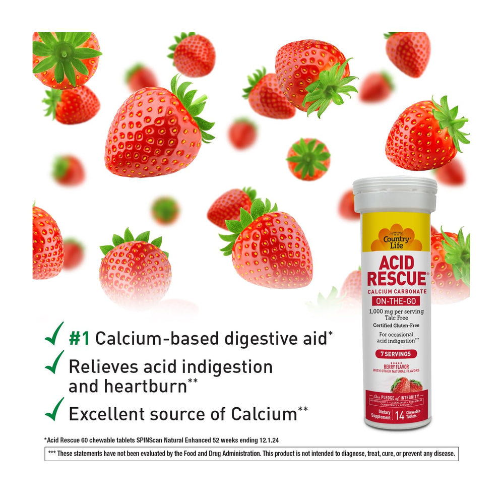 Country Life Acid Rescue calcium-magnesium formula supports daily bone health.