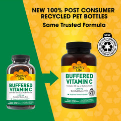 Country Life Buffered Vitamin C 1000mg capsules close-up showing vegan capsules.
