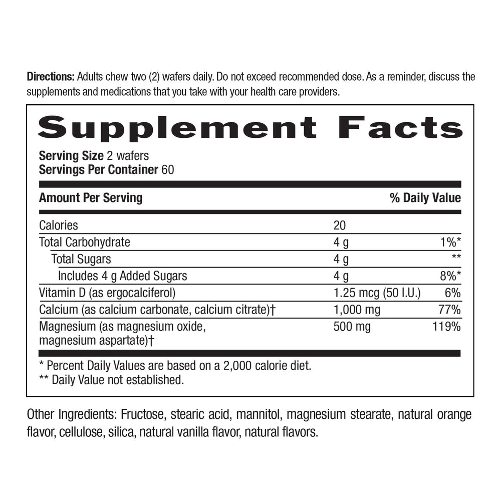Country Life Cal-Snack serving size of two wafers shown
