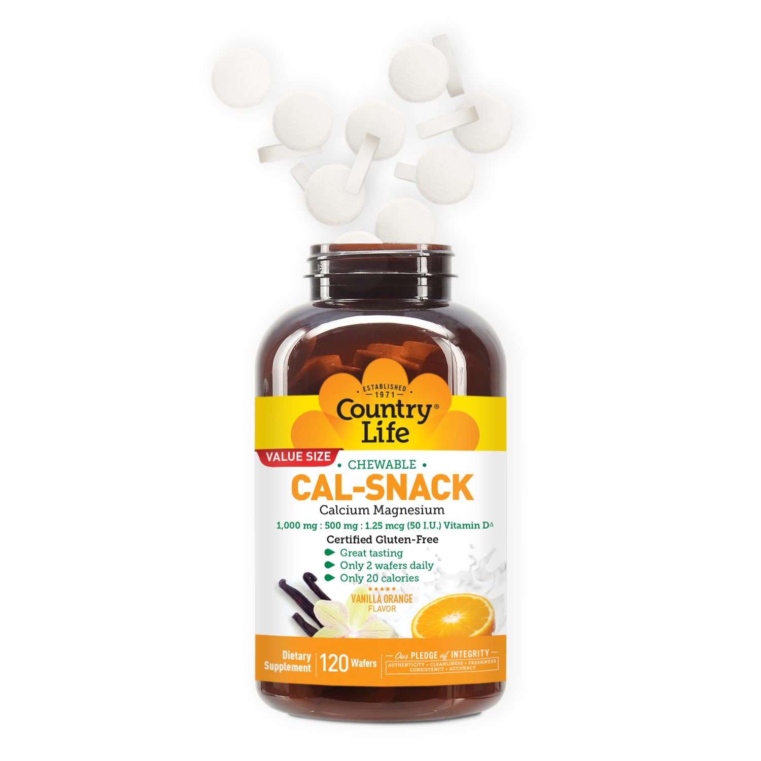 Country Life Cal-Snack with vitamin D3 supports balanced daily nutrients