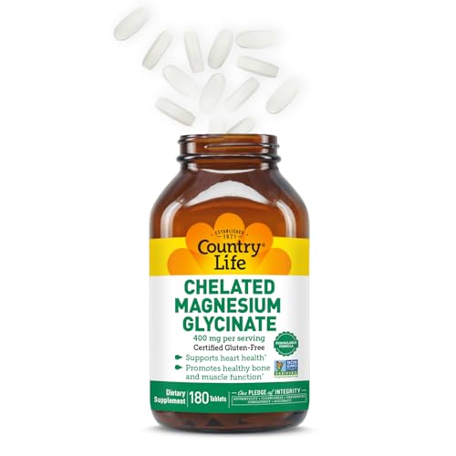 Country Life glycinate tablets close-up suggesting restful sleep support
