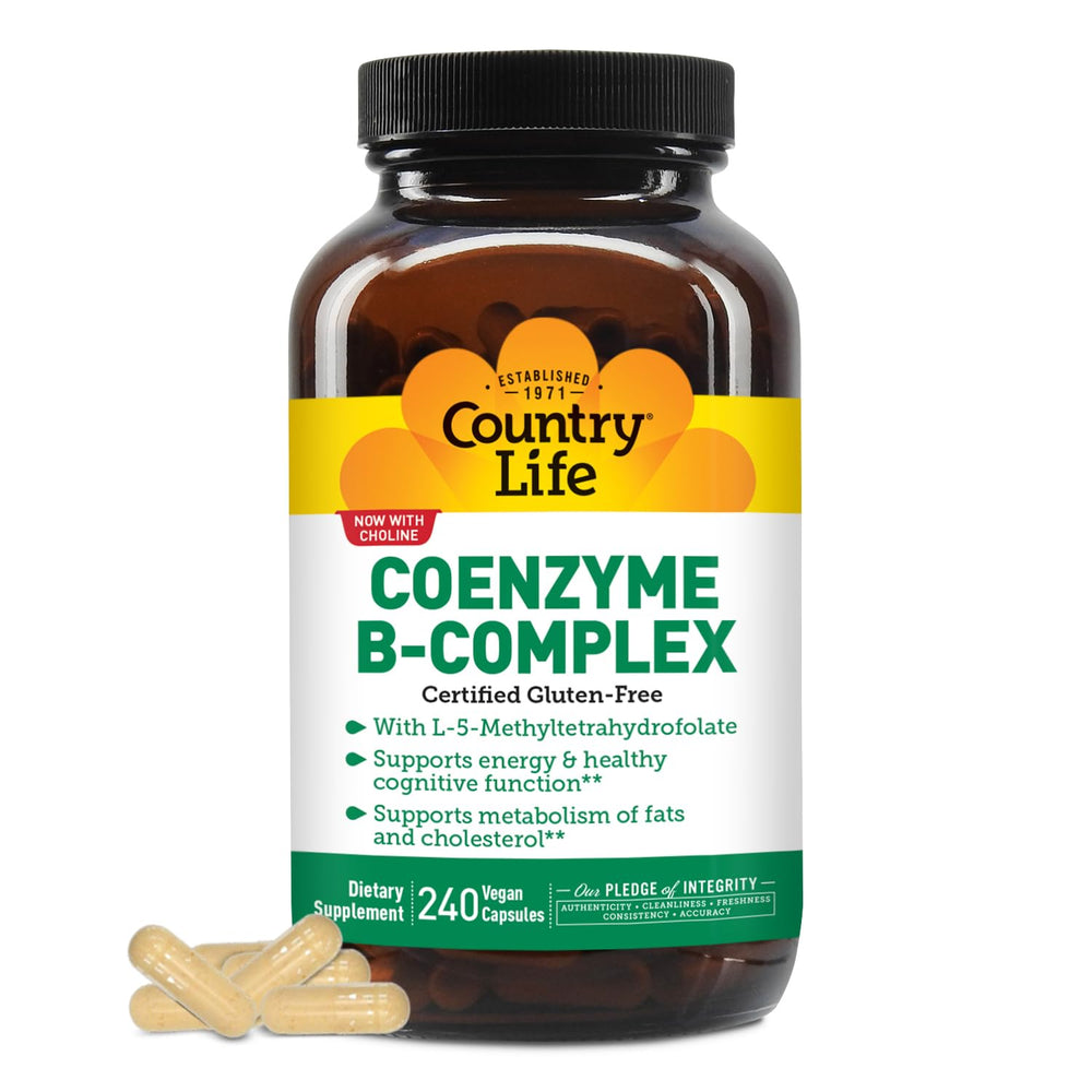 Country Life Coenzyme B-Complex bottle front showing trusted packaging and daily energy support.