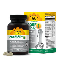 Country Life CORE Daily-1 for men 50+ front label highlights gluten-free formula