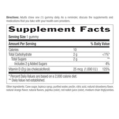 Country Life Strawberry and Orange D3 Gummies label closeup showing nutrition details