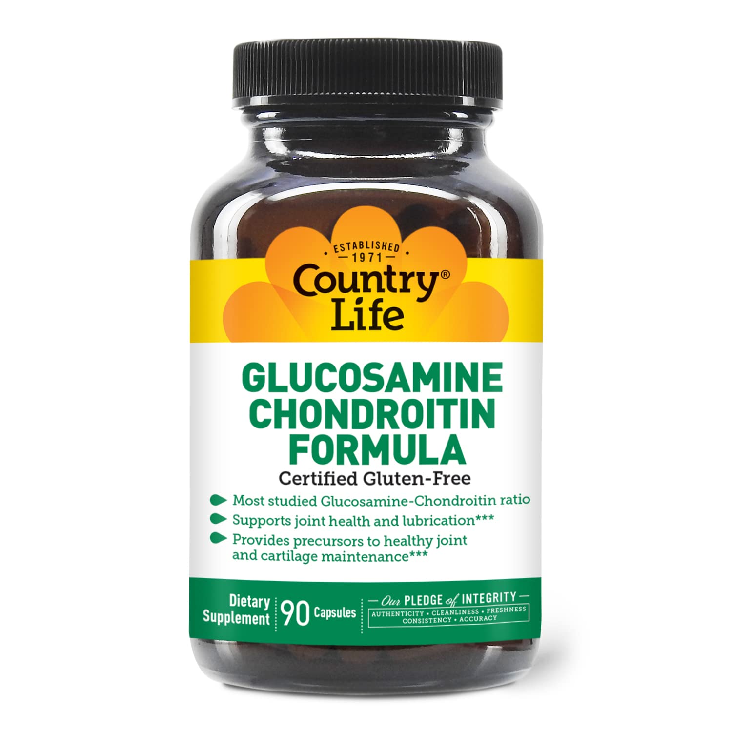 Country Life Glucosamine Chondroitin bottle for daily joint support and mobility.