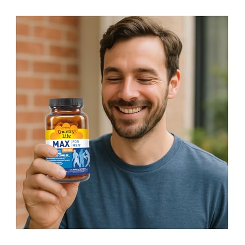 Country Life Max for Men vegetarian-tablets close-up underlines plant-based formula.