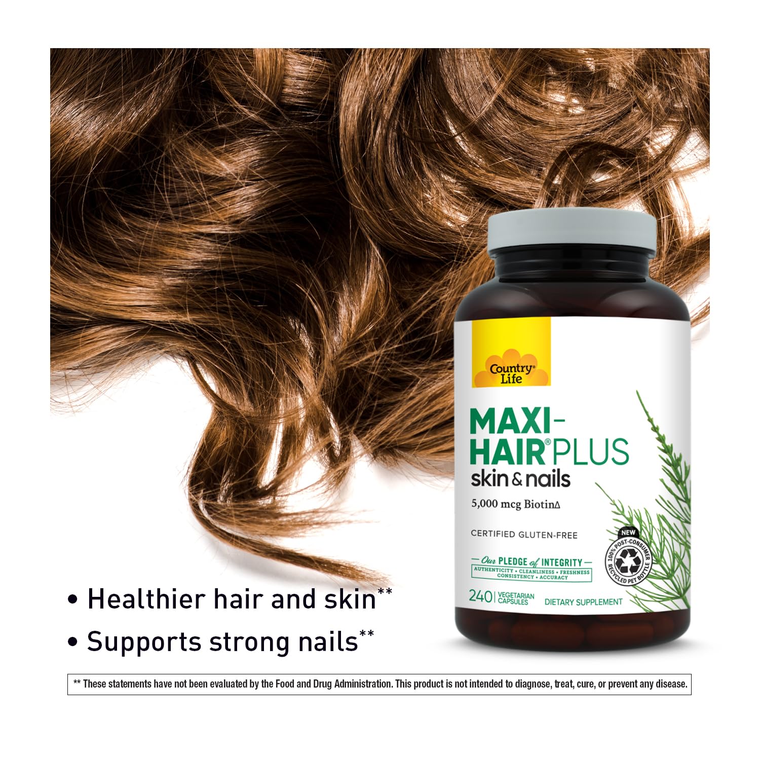 Country Life Maxi-Hair Plus Biotin botanicals and amino acids detail