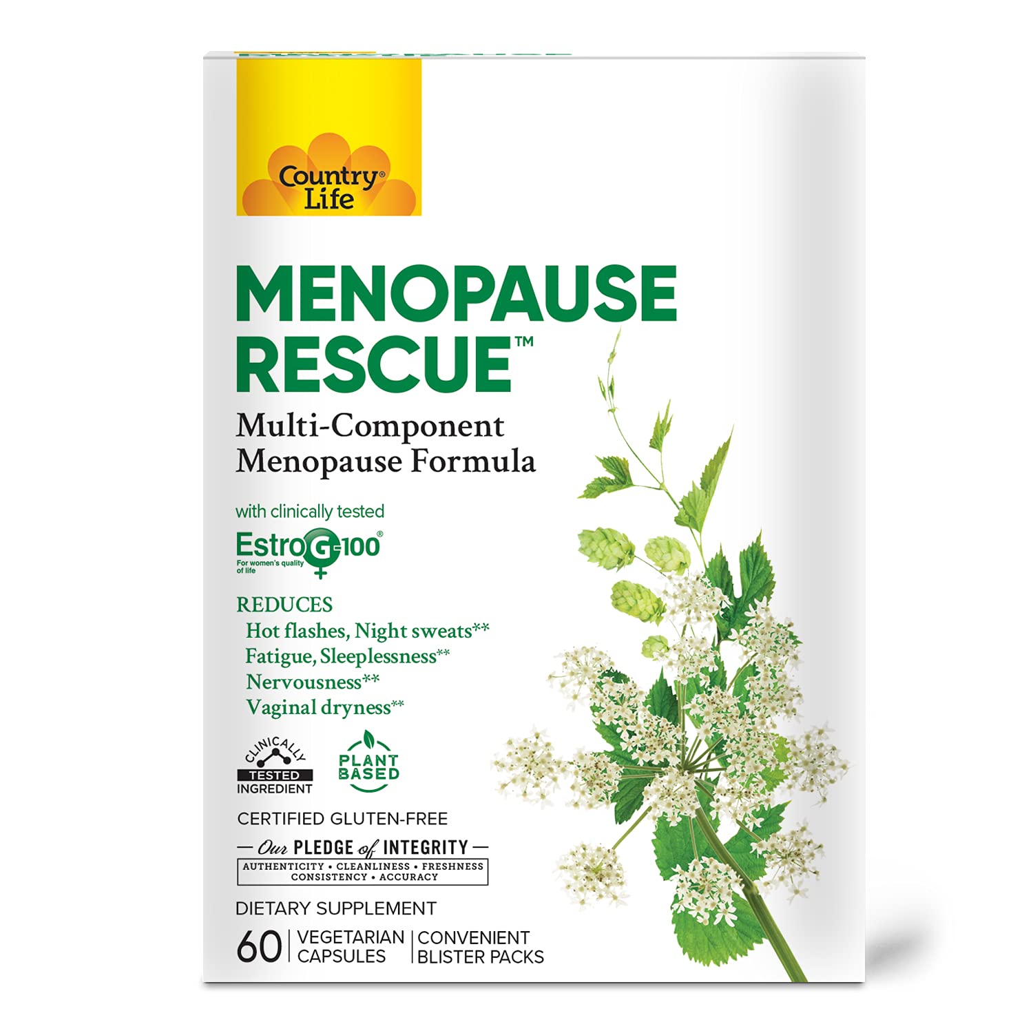Country Life Menopause Rescue blister pack showing convenient daily capsules