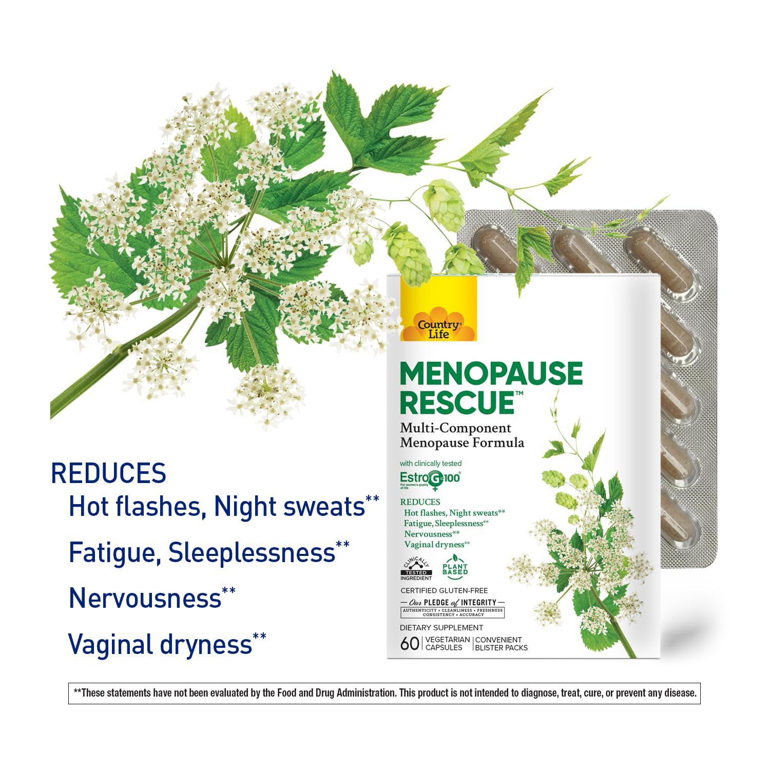 Country Life Menopause Rescue EstroG-100 blend, herbal root combination for midlife wellbeing